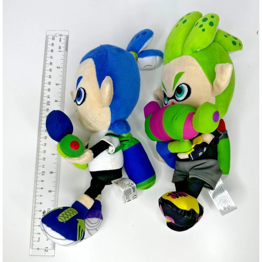 Splatoon Plush Inkling Blue Neon Green Set of 2 stuffed Animal 10